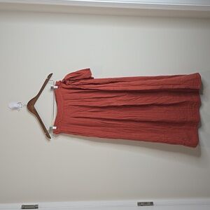 Free People Terra Cotta Orange 100% Cotton Wrap Skirt With Pockets Size L